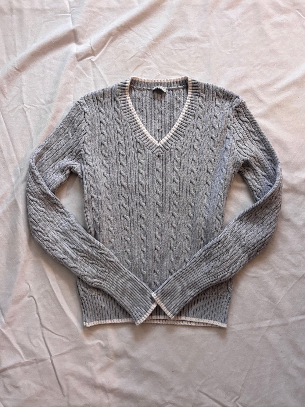 Brandy Melville Light Blue Cable Knit V-neck Sweater